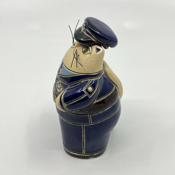 Vintage Olga Artesania Rinconada Pottery Cat Kitty Police Figure 4.5" 1994 - Picture 2 of 8